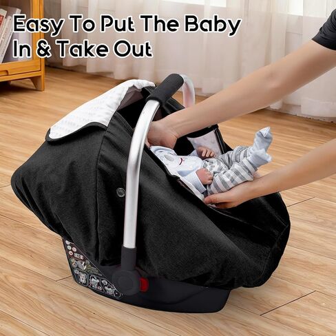 غطاء مقعد سيارة للأطفال مقاوم للماء لعربة الأطفال دونا، غطاء مقعد السيارة مع بطانة منقط من القطيفة للطقس البارد الرطب، مظلة مقعد سيارة للرضع مع تصميم إغلاق بسحاب وفتحتين، يحافظ على دفء الطفل/جافًا in Kuwait