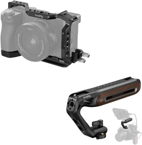 Bundle: SmallRig Cage Kit for Sony A6700 with a Cable Clamp for HDMI 4336+SmallRig Wooden Top Handle with NATO Clamp & NATO Rail 5251 in Saudi Arabia