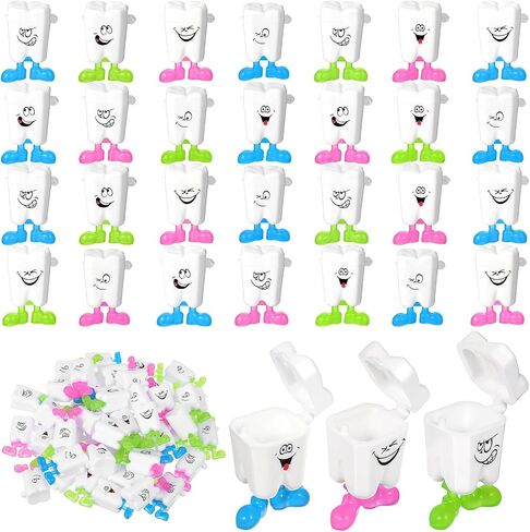 25Pcs Teeth Storage Box Lovely Milk Tooth Organizer Colorful Teeth Saver Box Tooth Fairy Tooths Holder Case for Lost Teeths Kids Keepsake Theme Party Favor Accessories with Expression in Saudi Arabia