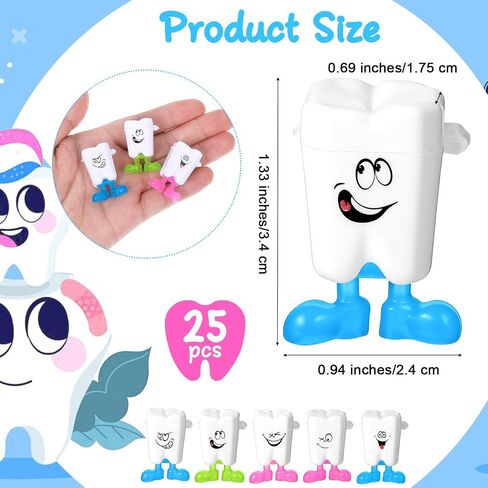 25Pcs Teeth Storage Box Lovely Milk Tooth Organizer Colorful Teeth Saver Box Tooth Fairy Tooths Holder Case for Lost Teeths Kids Keepsake Theme Party Favor Accessories with Expression in Saudi Arabia