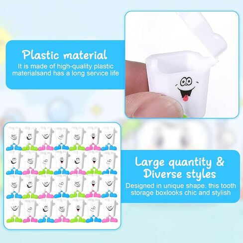 25Pcs Teeth Storage Box Lovely Milk Tooth Organizer Colorful Teeth Saver Box Tooth Fairy Tooths Holder Case for Lost Teeths Kids Keepsake Theme Party Favor Accessories with Expression in Saudi Arabia