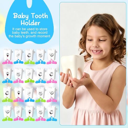 25Pcs Teeth Storage Box Lovely Milk Tooth Organizer Colorful Teeth Saver Box Tooth Fairy Tooths Holder Case for Lost Teeths Kids Keepsake Theme Party Favor Accessories with Expression in Saudi Arabia