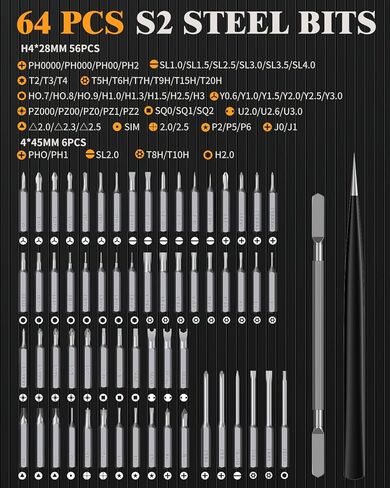 مجموعة مفك كهربائي LCORE، مجموعة مفك براغي لاسلكي 3.7 فولت، ED1 PRO 67 في 1 مفك براغي طاقة، بحد أقصى 0.35 نيوتن متر، 62 لقمة مغناطيسية، ضوء LED، 4 عزم دوران، للإلكترونيات والهواتف والكاميرات وأجهزة الكمبيوتر المحمولة والساعات in Kuwait