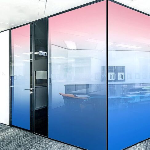 Window Clings Glass Film Color Gradient Office Static Stickers Glue-Free Atmosphere Decoration Two-Color Window Privacy Film Stickers Privacy Window Film(B,80 * 120 cm) in Saudi Arabia