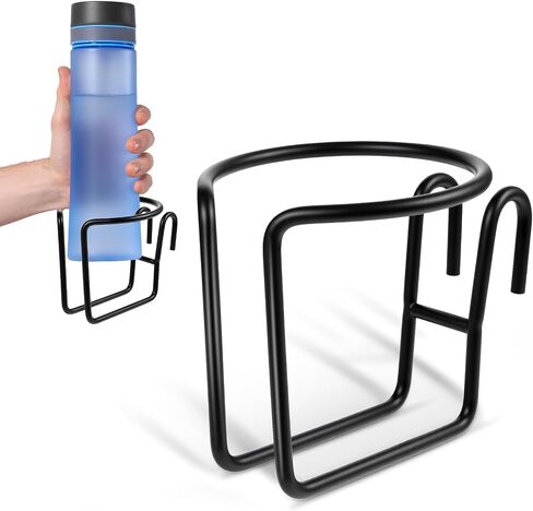 Cart Cup Holder with Bottom Bar, Shopping Universal Portable Stroller Ring Cup Holder Stainless Steel Reusable Grocery Cart Drink Holders for Bikes Trolleys Hanging Coffee Baby Bottle (Black) in Saudi Arabia
