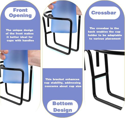 Cart Cup Holder with Bottom Bar, Shopping Universal Portable Stroller Ring Cup Holder Stainless Steel Reusable Grocery Cart Drink Holders for Bikes Trolleys Hanging Coffee Baby Bottle (Black) in Saudi Arabia