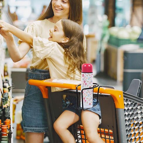 Cart Cup Holder with Bottom Bar, Shopping Universal Portable Stroller Ring Cup Holder Stainless Steel Reusable Grocery Cart Drink Holders for Bikes Trolleys Hanging Coffee Baby Bottle (Black) in Saudi Arabia