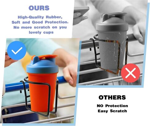 Cart Cup Holder with Bottom Bar, Shopping Universal Portable Stroller Ring Cup Holder Stainless Steel Reusable Grocery Cart Drink Holders for Bikes Trolleys Hanging Coffee Baby Bottle (Black) in Saudi Arabia