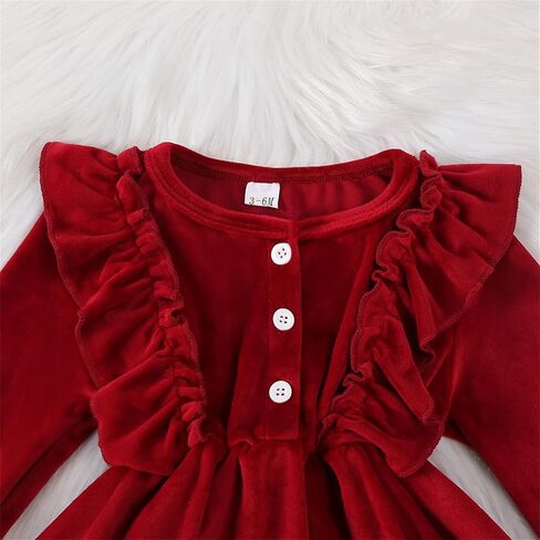 Karuedoo Toddler Baby Girl Fall Winter Dress Velvet Tutu Dress Ruffle Long Sleeve Christmas Birthday Party Princess Dresses in Saudi Arabia