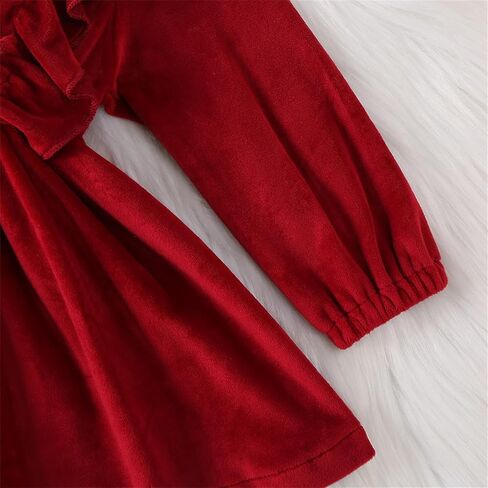 Karuedoo Toddler Baby Girl Fall Winter Dress Velvet Tutu Dress Ruffle Long Sleeve Christmas Birthday Party Princess Dresses in Saudi Arabia
