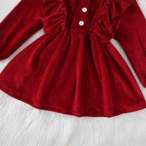 Karuedoo Toddler Baby Girl Fall Winter Dress Velvet Tutu Dress Ruffle Long Sleeve Christmas Birthday Party Princess Dresses in Saudi Arabia