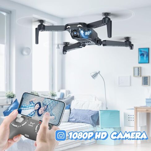 NEHEME Drones for Kids with Camera - Remote Control Helicopter Toys Gifts for Boys Girls, 1080P HD FPV RC Quadcopter for Adults, One Key Start/Land, Altitude Hold, Gravity Control, 2 Batteries, Green in Kuwait
