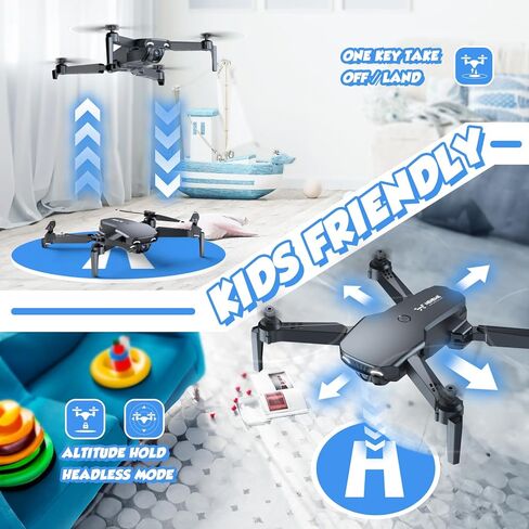 NEHEME Drones for Kids with Camera - Remote Control Helicopter Toys Gifts for Boys Girls, 1080P HD FPV RC Quadcopter for Adults, One Key Start/Land, Altitude Hold, Gravity Control, 2 Batteries, Green in Kuwait
