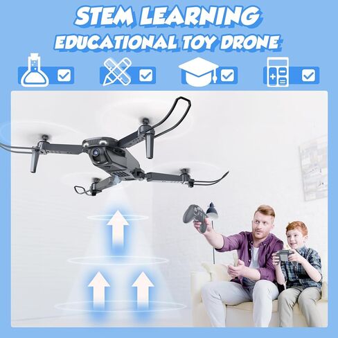 طائرات بدون طيار للأطفال مع كاميرا من NEHEME - ألعاب طائرات الهليكوبتر للتحكم عن بعد هدايا للأولاد والبنات، طائرة رباعية المروحية 1080P HD FPV RC للبالغين، مفتاح تشغيل/أرض واحد، تثبيت الارتفاع، التحكم في الجاذبية، بطاريتان، أسود in Kuwait