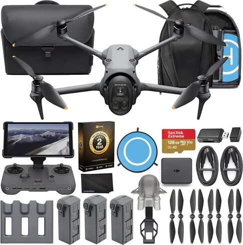 طائرة DJI Mavic 4 Pro بدون طيار مع مجموعة منشئ 512 جيجابايت - 6K60 HDR، 100 ميجابكسل، 51 دقيقة كحد أقصى لوقت الطيران، نطاق 18.6 ميل، حزمة تجنب شاملة الاتجاهات مع وحدة تحكم عن بعد RC Pro 2، 3 بطاريات، ذاكرة 128 جيجابايت، مركز شحن متوازي، حقيبة ظهر، CPS ضما in Kuwait