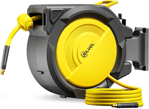 SILVEL Retractable Air Hose Reel, 3/8 in x 80FT Hybrid Hose Max 300PSI, Air Compressor Hose Reel with 6.5Ft Lead in, Auto-Rewind & 180° Swivel Bracket, Ceiling/Wall Mount for Garage, Workshop, DIY in Saudi Arabia