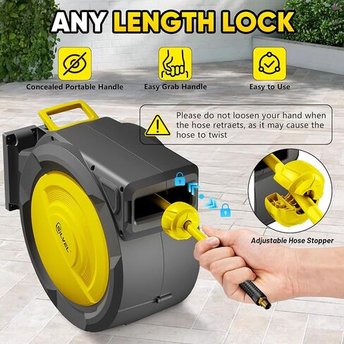 SILVEL Retractable Air Hose Reel, 3/8 in x 80FT Hybrid Hose Max 300PSI, Air Compressor Hose Reel with 6.5Ft Lead in, Auto-Rewind & 180° Swivel Bracket, Ceiling/Wall Mount for Garage, Workshop, DIY in Saudi Arabia