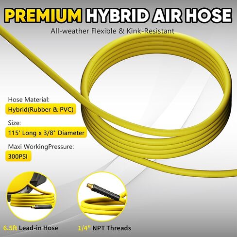 SILVEL Retractable Air Hose Reel, 3/8 in x 80FT Hybrid Hose Max 300PSI, Air Compressor Hose Reel with 6.5Ft Lead in, Auto-Rewind & 180° Swivel Bracket, Ceiling/Wall Mount for Garage, Workshop, DIY in Saudi Arabia