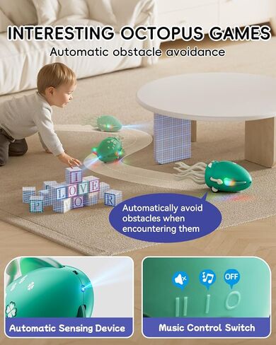 لعبة الأخطبوط الراقص الكهربائي - أضواء LED وموسيقى، لعبة وقت البطن القابلة لإعادة الشحن عبر USB-C للأطفال من عمر 36 شهرًا إلى 6 سنوات، الأولاد والبنات | هدايا عيد الميلاد، مستلزمات تخزين عيد الميلاد in Kuwait