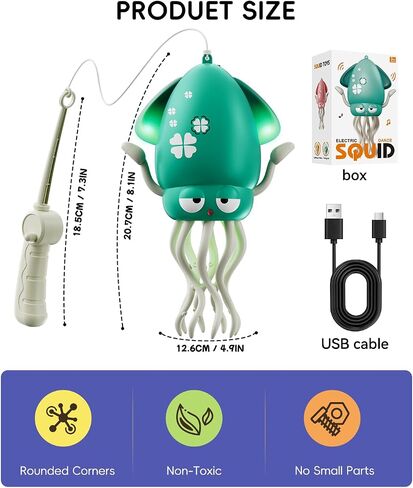 لعبة الأخطبوط الراقص الكهربائي - أضواء LED وموسيقى، لعبة وقت البطن القابلة لإعادة الشحن عبر USB-C للأطفال من عمر 36 شهرًا إلى 6 سنوات، الأولاد والبنات | هدايا عيد الميلاد، مستلزمات تخزين عيد الميلاد in Kuwait