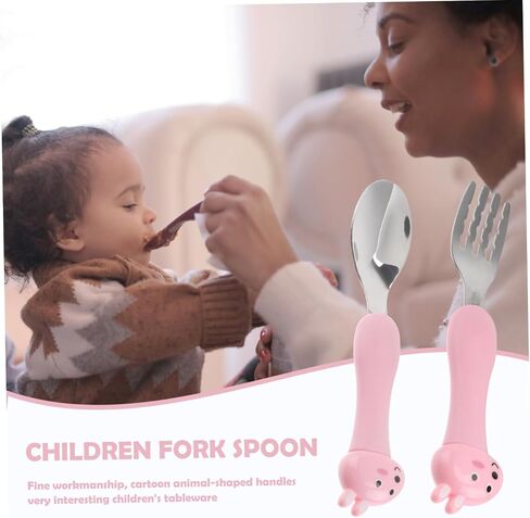 minkissy Cartoon Spoon Fork for Boy Girl Stainless Steel Tableware with Rust Durable Design Portable Utensils for Eating and Drinking Pattern in Saudi Arabia