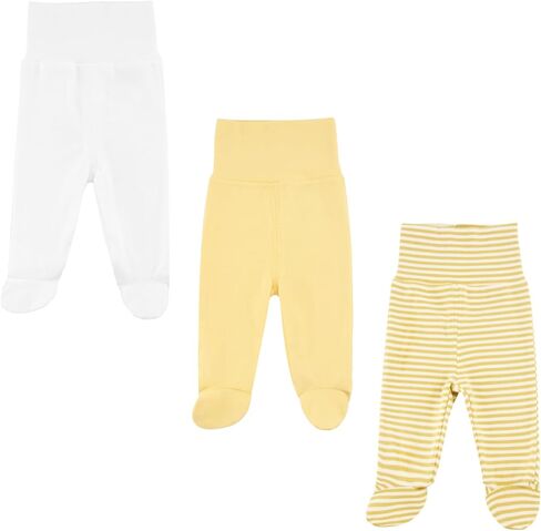 3-Pack Baby Pants with Footies, Roomy Fit Pull on Pants for Unisex Baby in Kuwait