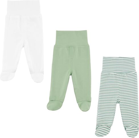 3-Pack Baby Pants with Footies, Roomy Fit Pull on Pants for Unisex Baby in Kuwait