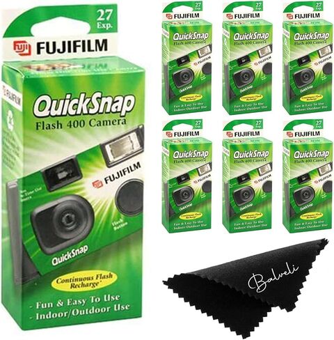 Fujifilm Quicksnap Flash Disposable Camera 400 Iso, 6 Pack, 35mm Camera, 27 Exp, Balveli Coth, Fuji Film Disposable Bulk, 6 Pack of Fuji Disposable Cameras. in Saudi Arabia