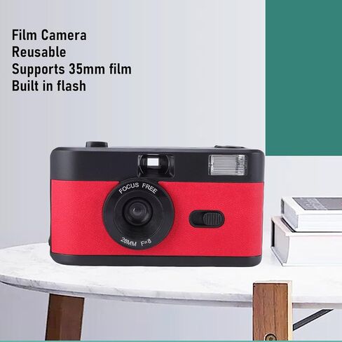 Gugxiom 35mm Film Camera, Build in Flash, Vintage Reusable Camera, Compatible with 135/35mm Black and White or Color Film (Black Red) in Saudi Arabia