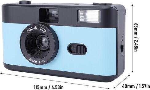 Half Frame Film Camera, 35mm Film Camera, Reusable Retro Digital Camera with Flash and 27 Color Films, Lightweight & Easy to Use (Black Blue) in Saudi Arabia
