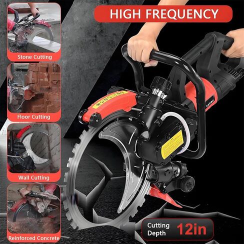 منشار خرسانة كهربائي 16 بوصة مع شفرتين، 9500 وات/12000 وات منشار حلقي للخرسانة آلة قطع حائط حلقية مع قمع الغبار المغذي بالماء للجرانيت والبورسلين والطوب والرخام 12000 وات in Kuwait