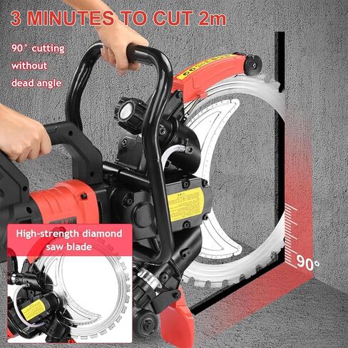 منشار خرسانة كهربائي 16 بوصة مع شفرتين، 9500 وات/12000 وات منشار حلقي للخرسانة آلة قطع حائط حلقية مع قمع الغبار المغذي بالماء للجرانيت والبورسلين والطوب والرخام 12000 وات in Kuwait