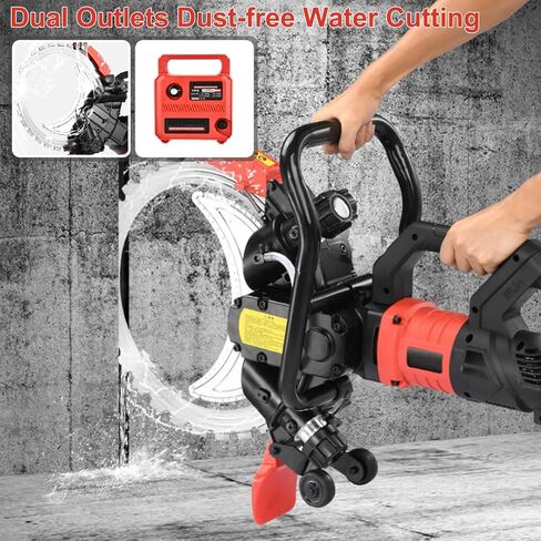 منشار خرسانة كهربائي 16 بوصة مع شفرتين، 9500 وات/12000 وات منشار حلقي للخرسانة آلة قطع حائط حلقية مع قمع الغبار المغذي بالماء للجرانيت والبورسلين والطوب والرخام 12000 وات in Kuwait