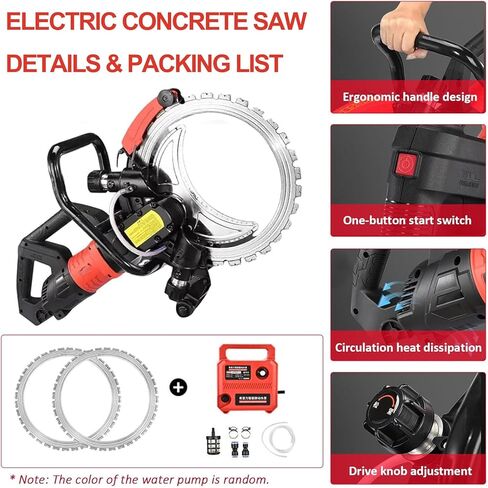 منشار خرسانة كهربائي 16 بوصة مع شفرتين، 9500 وات/12000 وات منشار حلقي للخرسانة آلة قطع حائط حلقية مع قمع الغبار المغذي بالماء للجرانيت والبورسلين والطوب والرخام 12000 وات in Kuwait