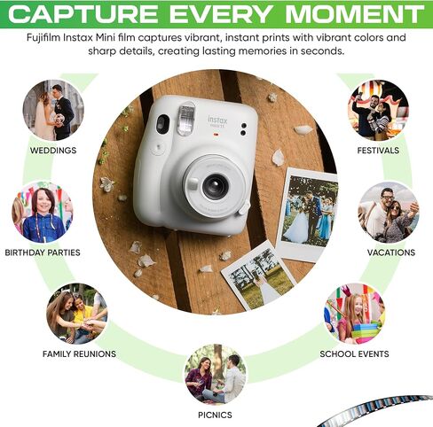 Fujifilm Instax Mini Film Two Instant Film Twin Packs - 40 EXP Total, ISO 800, Compatible to Mini Evo, Mini 12, Mini 11, Mini 40 Bundeld with Premium Balveli Microfiber Cloth in Saudi Arabia