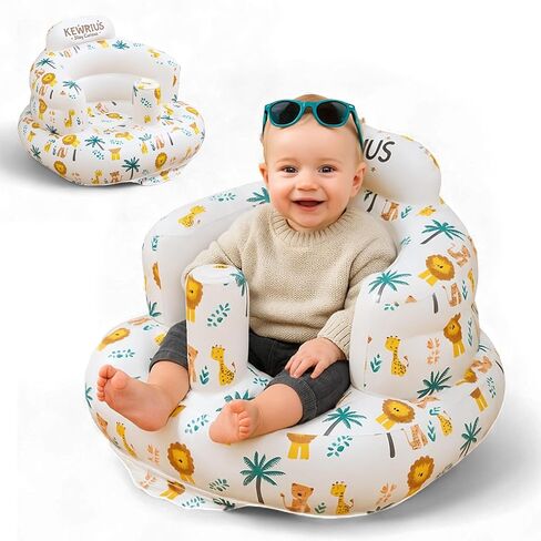 Inflatable Baby Seat Floor Seats for Babies 3 Months and Up for Infants, Blow Up Chair Inflatable Baby Chair, Infant Chair with Built in Air Pump (Inflatable Seat Safari) in Saudi Arabia