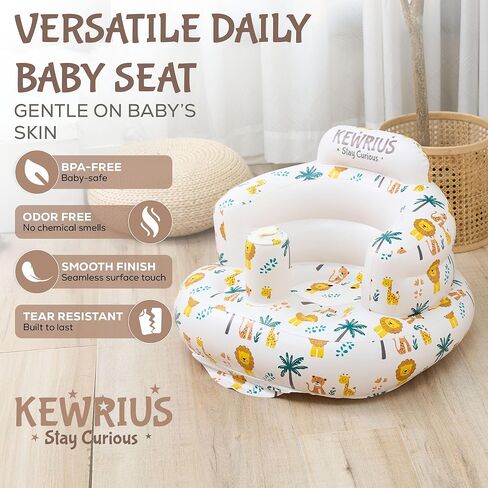 Inflatable Baby Seat Floor Seats for Babies 3 Months and Up for Infants, Blow Up Chair Inflatable Baby Chair, Infant Chair with Built in Air Pump (Inflatable Seat Safari) in Saudi Arabia