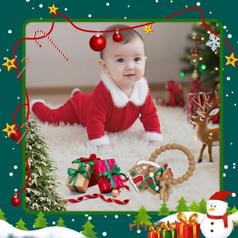 لعبة حلقة عضاضة لعيد الميلاد من السيليكون للأطفال، ألعاب مضغ من السيليكون بدرجة الغذاء لحديثي الولادة من 0 إلى 6،6 إلى 12،12 إلى 18 شهرًا لحديثي الولادة والرضع وتخفيف التسنين للأطفال الصغار، آمنة وناعمة، خالية من مادة BPA، وأساسيات الطفل. in Kuwait