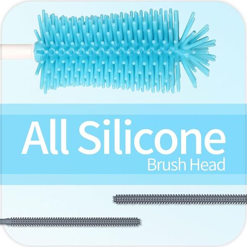 مجموعة فرش تنظيف السيليكون - فرشاة زجاجة مياه بمقبض طويل وفرشاة تنظيف شديدة التحمل، مجموعة تنظيف أكواب متعددة الأغراض 4 في 1 للترمس والزجاجات الرياضية وأكواب القهوة in Kuwait