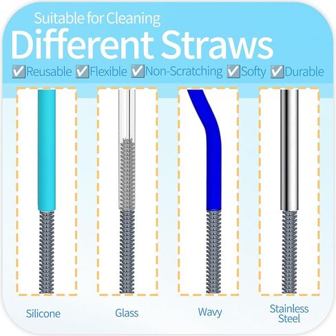مجموعة فرش تنظيف السيليكون - فرشاة زجاجة مياه بمقبض طويل وفرشاة تنظيف شديدة التحمل، مجموعة تنظيف أكواب متعددة الأغراض 4 في 1 للترمس والزجاجات الرياضية وأكواب القهوة in Kuwait