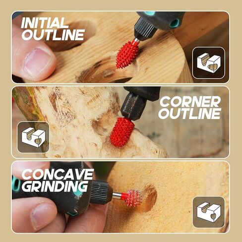 EZARC Tungsten Carbide Rotary Burr, 1/8’’ Shaft Flame Tip Wood Carving Bit, Very Coarse Engraving & Material Removal Tool with Storage Case in Saudi Arabia