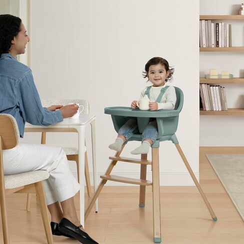 Delta Children - كرسي مرتفع babyGap Otto 3 في 1 - كرسي مرتفع يتحول إلى كرسي طعام للأطفال الصغار ومقعد معزز - صينية وجبات آمنة للغسل في غسالة الأطباق - خشب معتمد من مجلس رعاية الغابات (FSC)، أسود in Kuwait