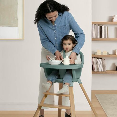 Delta Children - كرسي مرتفع babyGap Otto 3 في 1 - كرسي مرتفع يتحول إلى كرسي طعام للأطفال الصغار ومقعد معزز - صينية وجبات آمنة للغسل في غسالة الأطباق - خشب معتمد من مجلس رعاية الغابات (FSC)، أسود in Kuwait