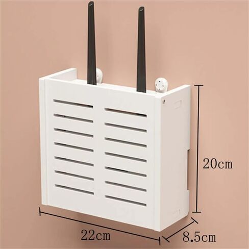 صندوق تخزين جهاز توجيه WiFi مثبت على الحائط، رف جهاز توجيه WiFi، منظم الكابلات والطاقة مع صندوق تخزين، رف حائط مزخرف موفر للمساحة (النوع 2) in Kuwait