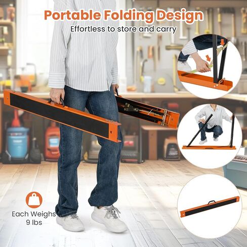 Goplus Saw Horses 2 Pack، حامل أدوات كهربائي معدني مجلفن شديد التحمل مع دعامة علوية ومفصلة غير قابلة للانزلاق، خيول منشار سريعة الطي مع مقبض حمل للأعمال الخشبية in Kuwait