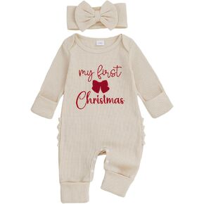My First New Year Baby Girl Outfit Newborn Onesie Waffle Knit Sweater Romper Jumpsuit Cute Infant Clothes in Kuwait