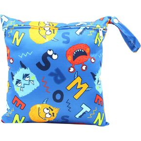 Waterproof Wet Dry Bag, Reusable Diaper Pouch with Zipper, Machine Washable Travel Organizer for Beach, Daycare, Kids, Dinosaur Pattern (White Dino) in Saudi Arabia