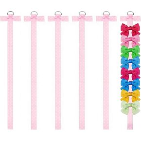 6 قطع حامل على شكل فيونكة رأس للفتيات ومشابك فيونكات الشعر وشماعة منظم للفتيات وإكسسوارات فيونكات الشعر ومنظم للتعليق على الحائط لغرفة الطفل أو ديكورات الحضانة أو السفر (وردي) in Kuwait