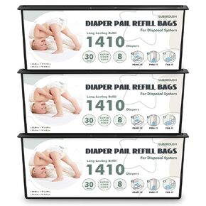 أكياس إعادة تعبئة سطل الحفاضات - متوافقة مع دلاء جيني إيزي رول المميزة والدلاء البلاتينية | كل 30 كيسًا تحمل ما يصل إلى 1410 حفاضة لحديثي الولادة | تقنية قفل الرائحة ذات 7 طبقات | 2 عبوة (60 كيس) in Kuwait