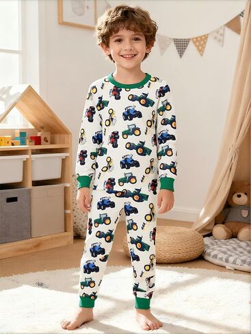 CM-KID Toddler Boys Pajamas 2 قطعة PJS تعيين الأكمام الطويلة أعلى وسروال الأطفال ملابس بيجاما مجموعات ملابس نوم الشتاء 2-7T in Saudi Arabia